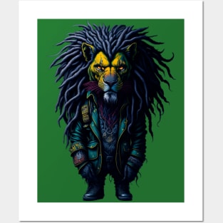Leather Jacket Lion with Dreadlocks Posters and Art